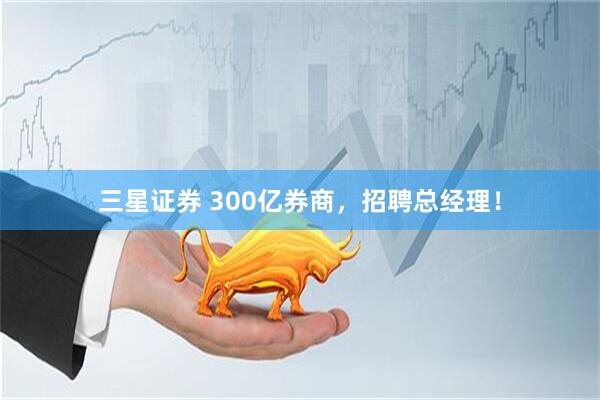 三星证券 300亿券商，招聘总经理！